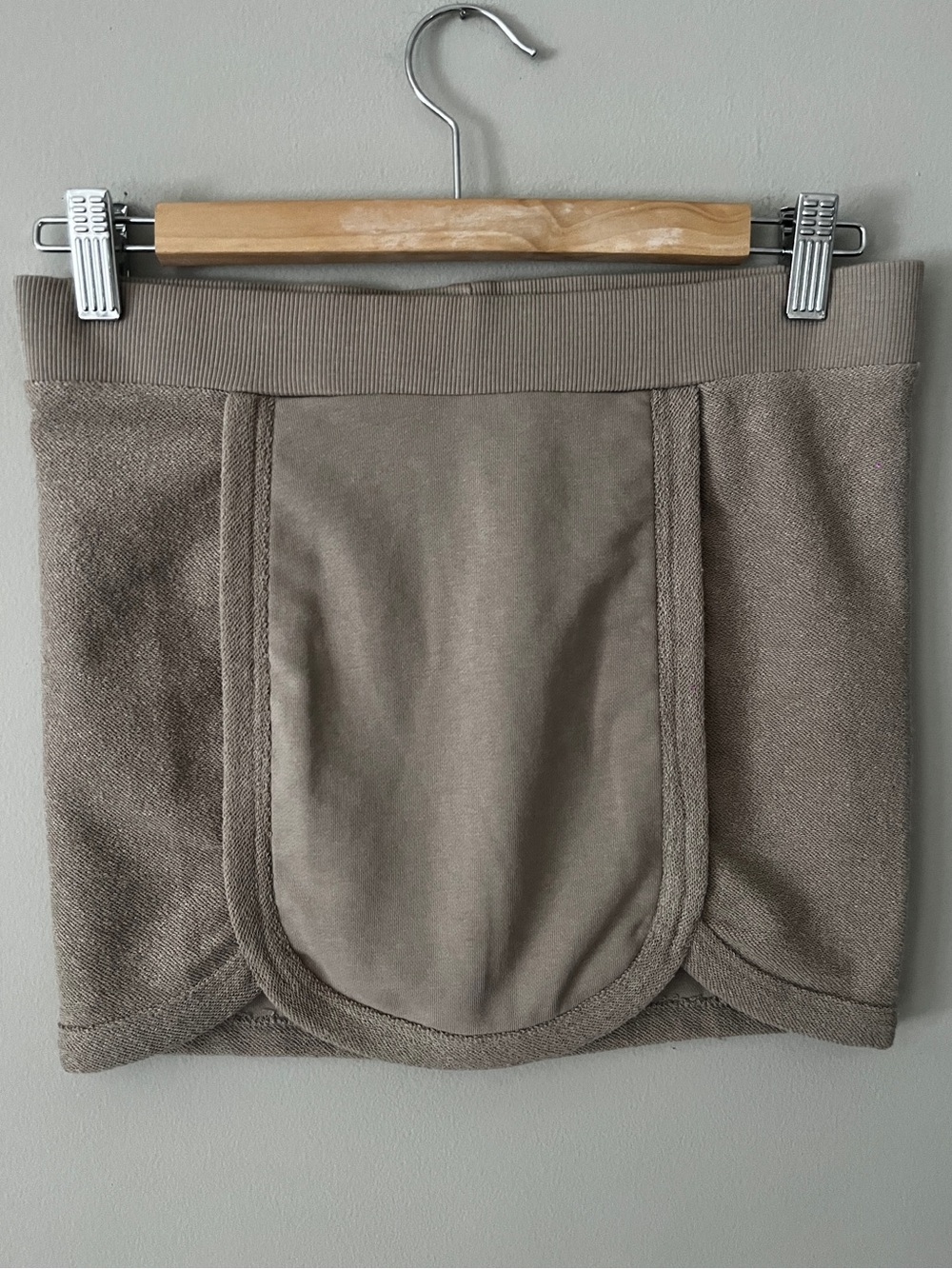 AKIRA Taupe Mini Skirt with Curved Panel